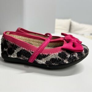 Girls Cherokee Sequin Flats Pink Bow Size 7 Toddler Sparkle